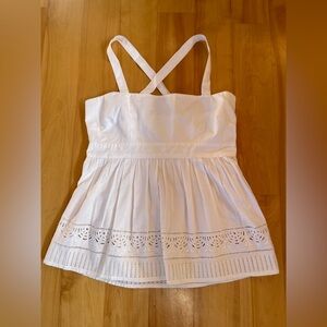WHIT New York White Cotton Sleeveless Eyelet Blouse